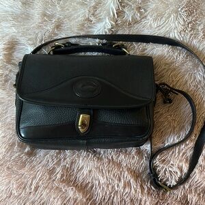 Vintage Dooney & Bourke Black Crossbody Bag with Gold-Tone Hardware